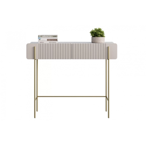 Toaletka Malmi 100 cm z szufladami - kaszmir / crema bianca / złote nóżki